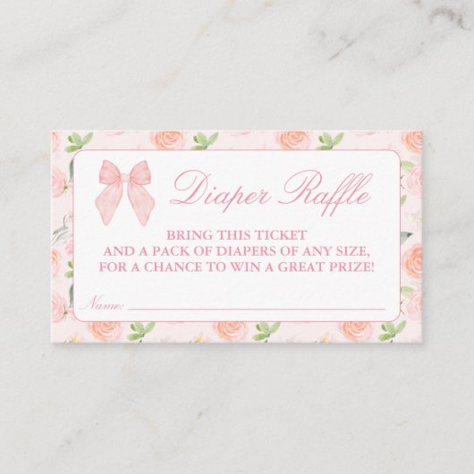 ピンクボウフローラコケット赤ちゃんシャワーエンクロージャ エンクロージャーカード (正面)