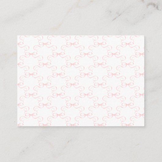 ピンクボウフローラスイートベビーガールシャワーオムツ エンクロージャーカード (裏面)