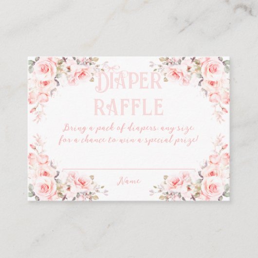 ピンクボウフローラスイートベビーガールシャワーオムツ エンクロージャーカード (正面)