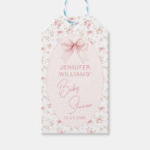 ピンクボウフローラスイートベビーガールシャワーサンキュー ギフトタグ (正面)
