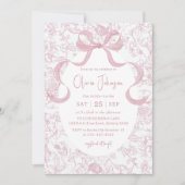 ピンクボウフローラチノワセリーブライダルシャワー 招待状 (正面)