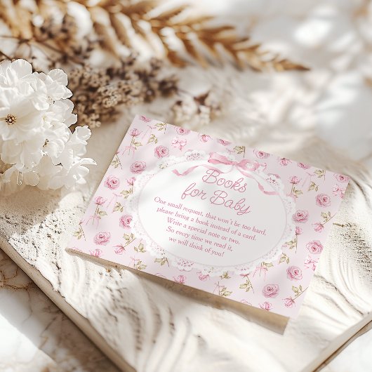ピンクボウフローラバラヴィンテージ赤ちゃんシャワーブック エンクロージャーカード