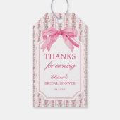 ピンクボウフローラブライダルシャワーサンキューラベル ギフトタグ (裏面)