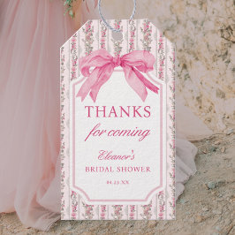 ピンクボウフローラブライダルシャワーサンキューラベル ギフトタグ