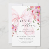 ピンクボウフローラブライダルシャワー招待 招待状 (正面)
