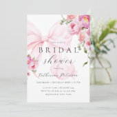 ピンクボウフローラブライダルシャワー招待 招待状 (スタンド正面)