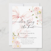 ピンクボウフローラブライダルシャワー 招待状 (正面)