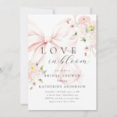 ピンクボウフローラブライダルシャワー 招待状 (正面)