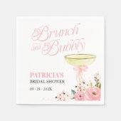 ピンクボウフローラブランチ&バブリーブライダルシャワー スタンダードカクテルナプキン (正面)