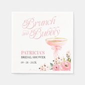 ピンクボウフローラブランチ&バブリーブライダルシャワー スタンダードカクテルナプキン (正面)