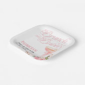 ピンクボウフローラブランチ&バブリーブライダルシャワー ペーパープレート (傾斜あり)