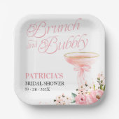 ピンクボウフローラブランチ&バブリーブライダルシャワー ペーパープレート (正面)
