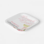 ピンクボウフローラブランチ&バブリーブライダルシャワー ペーパープレート (傾斜あり)