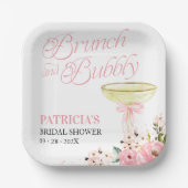 ピンクボウフローラブランチ&バブリーブライダルシャワー ペーパープレート (正面)