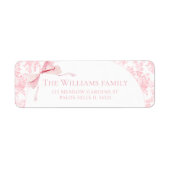 ピンクボウフローラベビーシャワー差出人住所ラベル ラベル (正面)