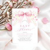 ピンクボウフローラベビーシャワー招待状 招待状
