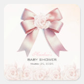 ピンクボウフローラベビーシャワー スクエアシール (正面)