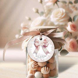 ピンクボウフローラベビーシャワー フェイバータグ