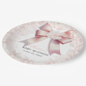ピンクボウフローラベビーシャワー ペーパープレート (アングル)