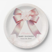 ピンクボウフローラベビーシャワー ペーパープレート (正面)