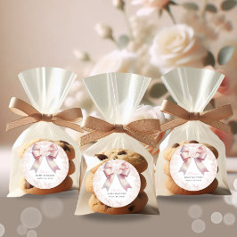 ピンクボウフローラベビーシャワー ラウンドシール