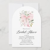 ピンクボウフローララブイン開花アーチブライダルシャワー 招待状 (正面)