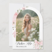 ピンクボウフローララブイン開花アーチブライダルシャワー 招待状 (裏面)