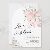 ピンクボウフローララブイン開花アーチブライダルシャワー 招待状 (正面)