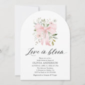 ピンクボウフローララブイン開花アーチブライダルシャワー 招待状 (正面)
