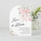 ピンクボウフローララブイン開花アーチブライダルシャワー 招待状 (スタンド正面)