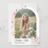 ピンクボウフローララブイン開花アーチブライダルシャワー 招待状 (裏面)