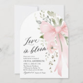ピンクボウフローララブイン開花アーチブライダルシャワー 招待状 (正面)