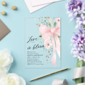ピンクボウフローララブイン開花ブライダルシャワー アクリル招待状 (インサイチュ (ウェディング))