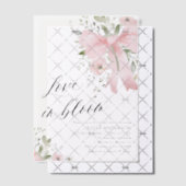 ピンクボウフローララブイン開花ブライダルシャワー ベラム紙招待状 (オフセット (招待状))