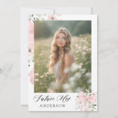 ピンクボウフローララブイン開花ブライダルシャワー 招待状 (裏面)