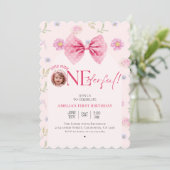 ピンクボウフローラリトル恋しく思オネダーフル1歳の誕生日 招待状 (スタンド正面)