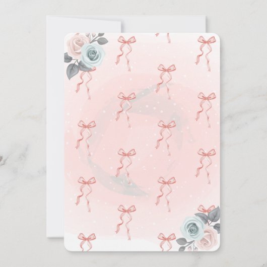 ピンクボウフローラ水彩ベビーシャワー 招待状 (裏面)