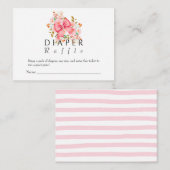 ピンクボウフローラ水色ベビーシャワー エンクロージャーカード (正面/裏面)