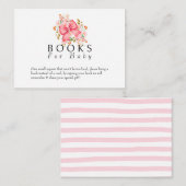 ピンクボウフローラ水色ベビーシャワー エンクロージャーカード (正面/裏面)