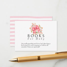 ピンクボウフローラ水色ベビーシャワー エンクロージャーカード