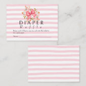 ピンクボウフローラ水色ベビーシャワー エンクロージャーカード (正面/裏面)