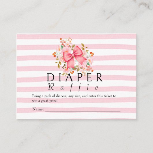 ピンクボウフローラ水色ベビーシャワー エンクロージャーカード (正面)