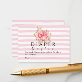 ピンクボウフローラ水色ベビーシャワー エンクロージャーカード