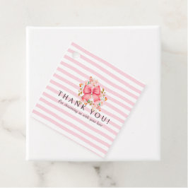 ピンクボウフローラ水色ベビーシャワー フェイバータグ