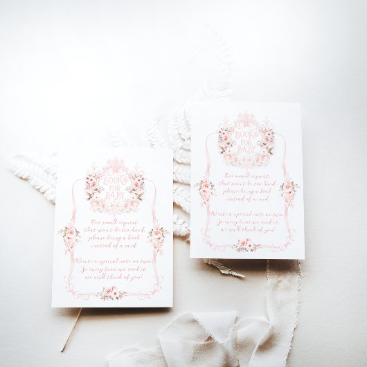 ピンクボウフローラ甘いベビーガールシャワーブック エンクロージャーカード