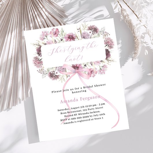 ピンクボウフローラ結び目ブライダルシャワー