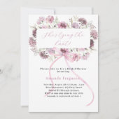 ピンクボウフローラ結び目ブライダルシャワー 招待状 (正面)