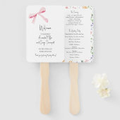 ピンクボウフローラ結婚式プログラムファン ハンドファン (正面&裏面)