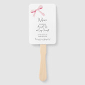 ピンクボウフローラ結婚式プログラムファン ハンドファン (正面)