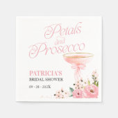 ピンクボウフローラ花びらとプロセッコブライダルシャワー スタンダードカクテルナプキン (正面)